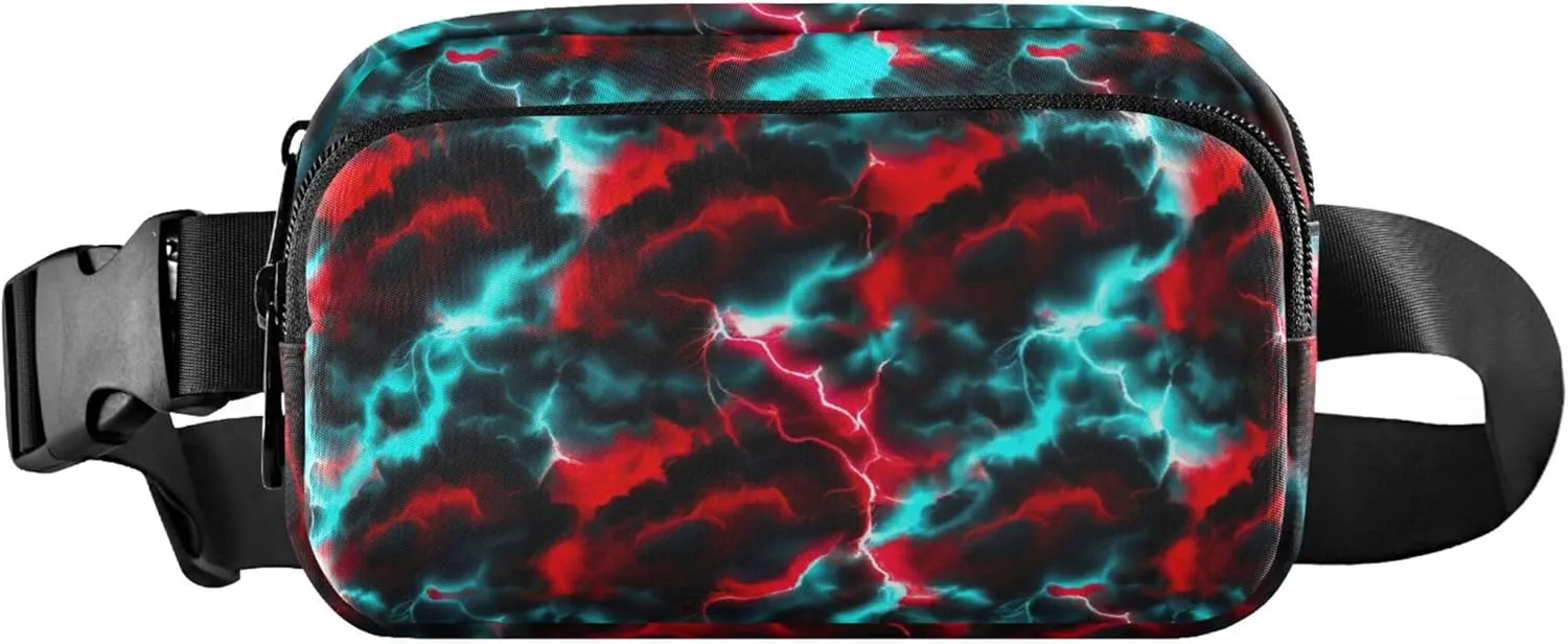 Colorful Clouds Lightning Womens Fanny Pack Waterproof Everywhere Belt Bag Cute Cross Body Waist Pack