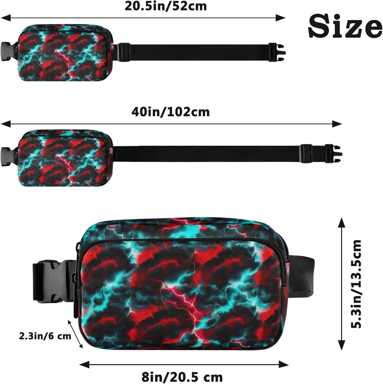 Colorful Clouds Lightning Womens Fanny Pack Waterproof Everywhere Belt Bag Cute Cross Body Waist Pack