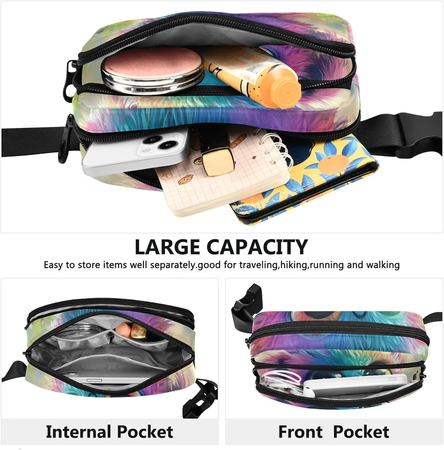Colorful Creature Cute Fantasy Women Fanny Packs Designer Hip Pack Belt Bag Waterproof Crossbody Waist Bag