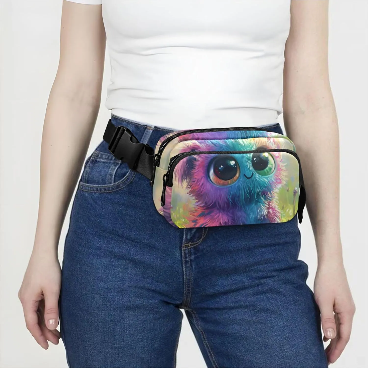 Colorful Creature Cute Fantasy Women Fanny Packs Designer Hip Pack Belt Bag Waterproof Crossbody Waist Bag