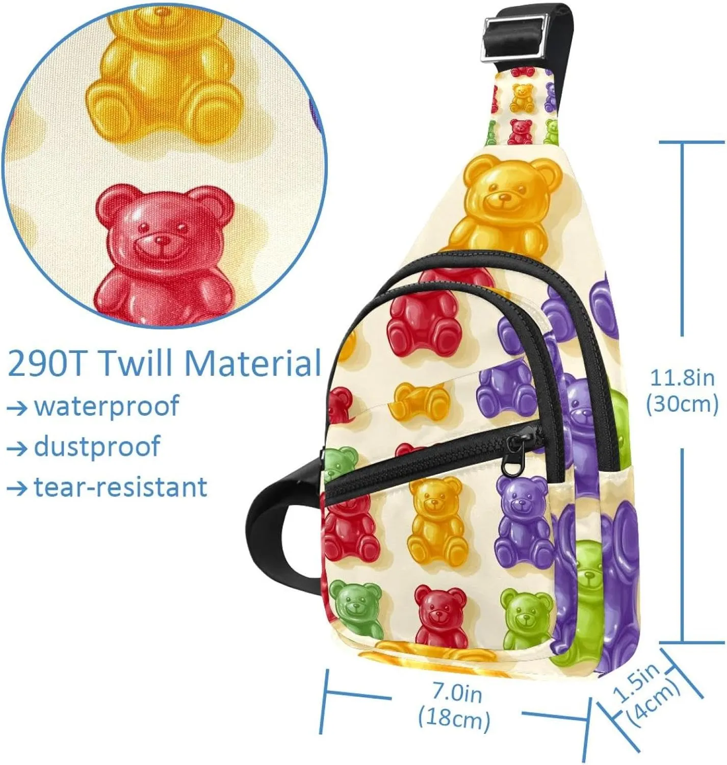 colorful gummy bears (1) Sling Bag for Women Travel Shoulder Bag Chest Bag