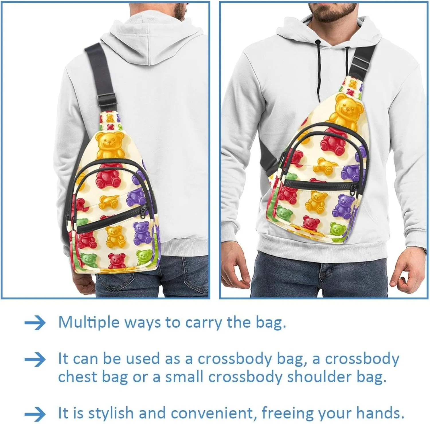 colorful gummy bears (1) Sling Bag for Women Travel Shoulder Bag Chest Bag
