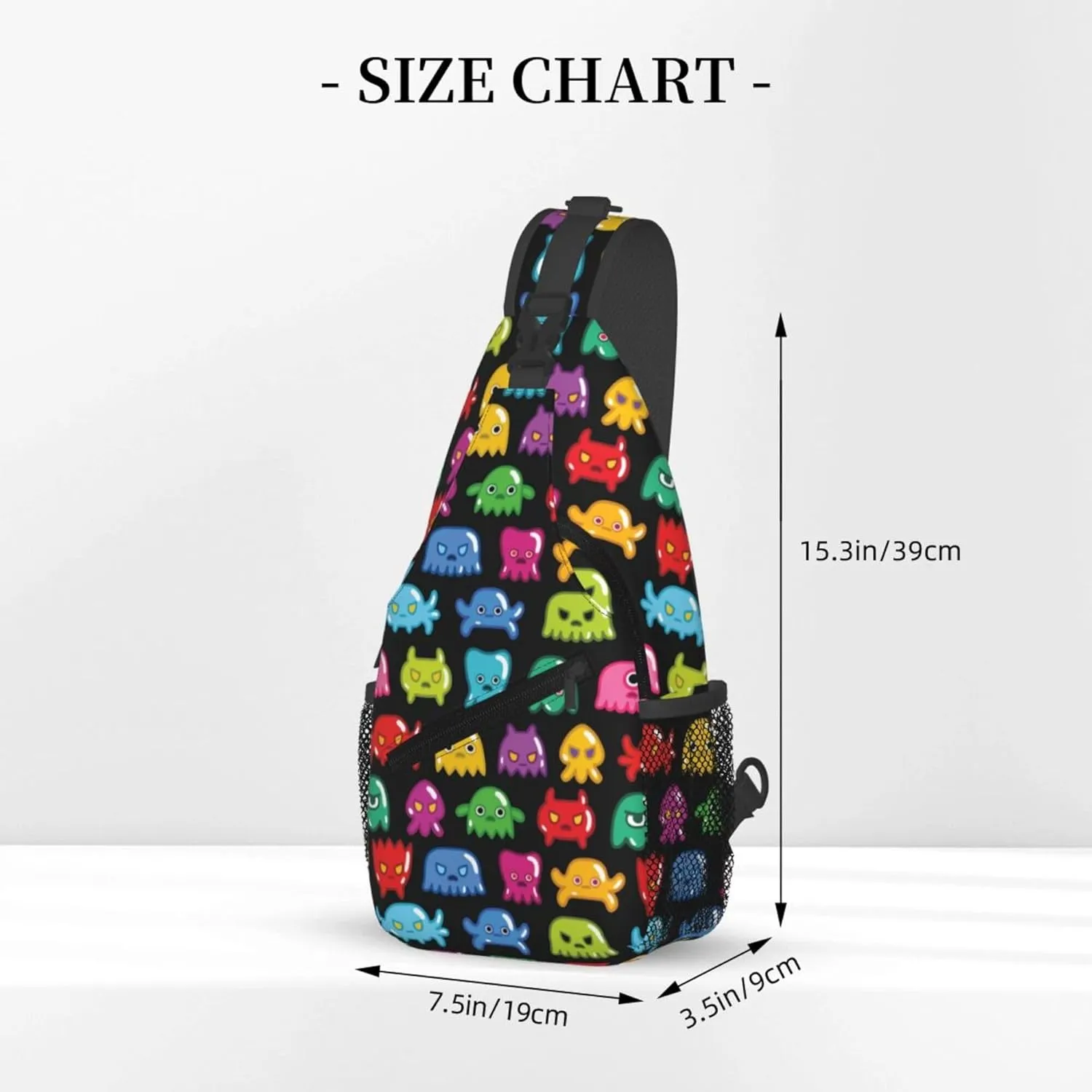 Colorful Monster Animal Sling Backpack Crossbody Bag, Chest Bag Daypack for Outdoors Hiking Traveling