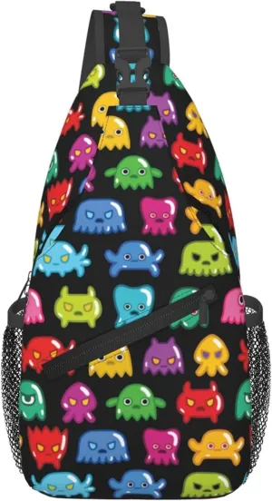 Colorful Monster Animal Sling Backpack Crossbody Bag, Chest Bag Daypack for Outdoors Hiking Traveling