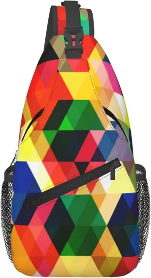 Colorful Puzzle Pattern Sling Backpack Crossbody Bag, Chest Bag Daypack for Outdoors Hiking Traveling
