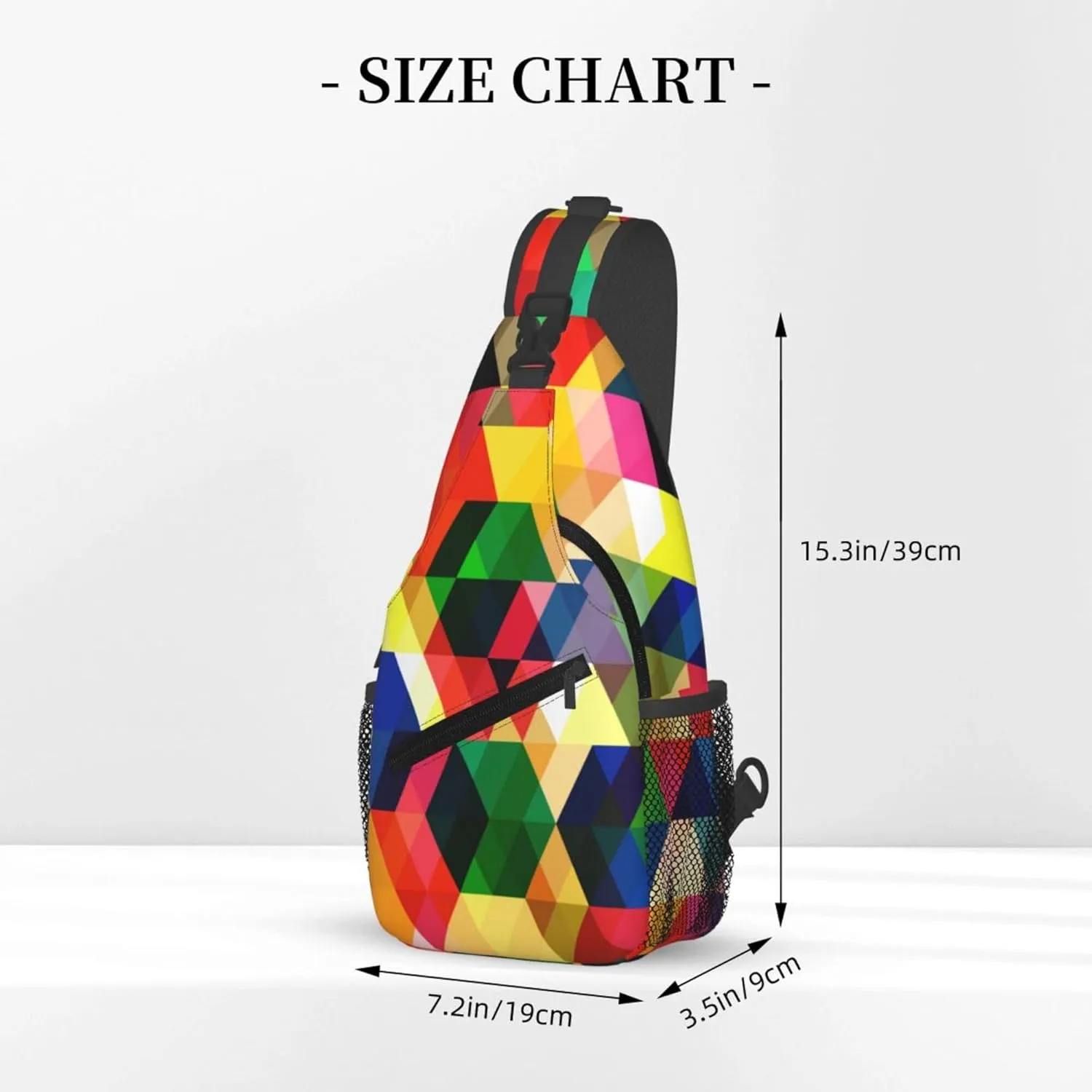 Colorful Puzzle Pattern Sling Backpack Crossbody Bag, Chest Bag Daypack for Outdoors Hiking Traveling