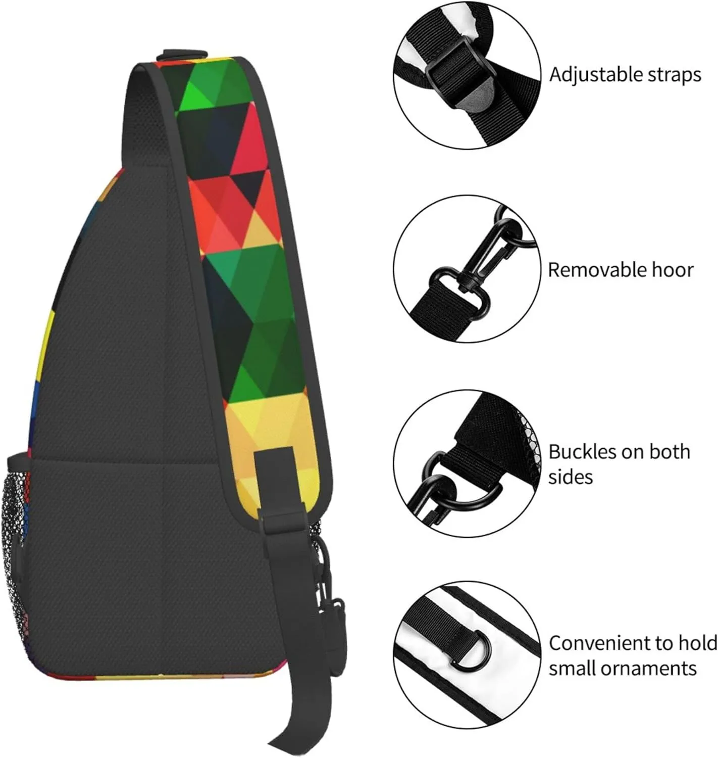 Colorful Puzzle Pattern Sling Backpack Crossbody Bag, Chest Bag Daypack for Outdoors Hiking Traveling
