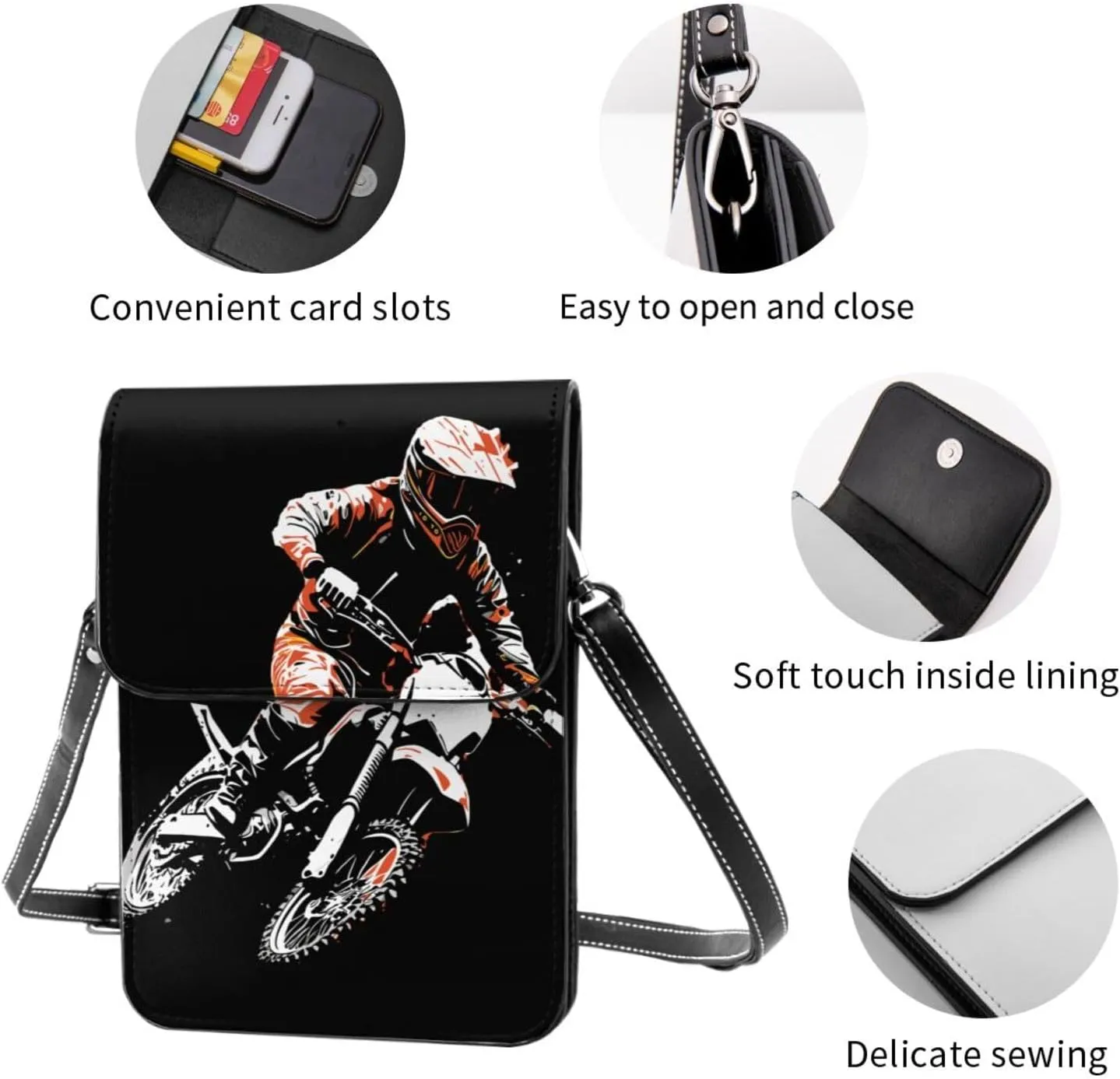 Colorful shark Leather Crossbody Phone Purse for Women Cute Wallet Bags Lightweight Mini Sling Bag