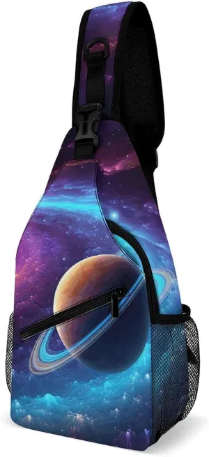Colorful Solar System Sling Bag for Men Women Travel Crossbody Bags Large Hiking Sling Backpack Chest Bag Man Purse
