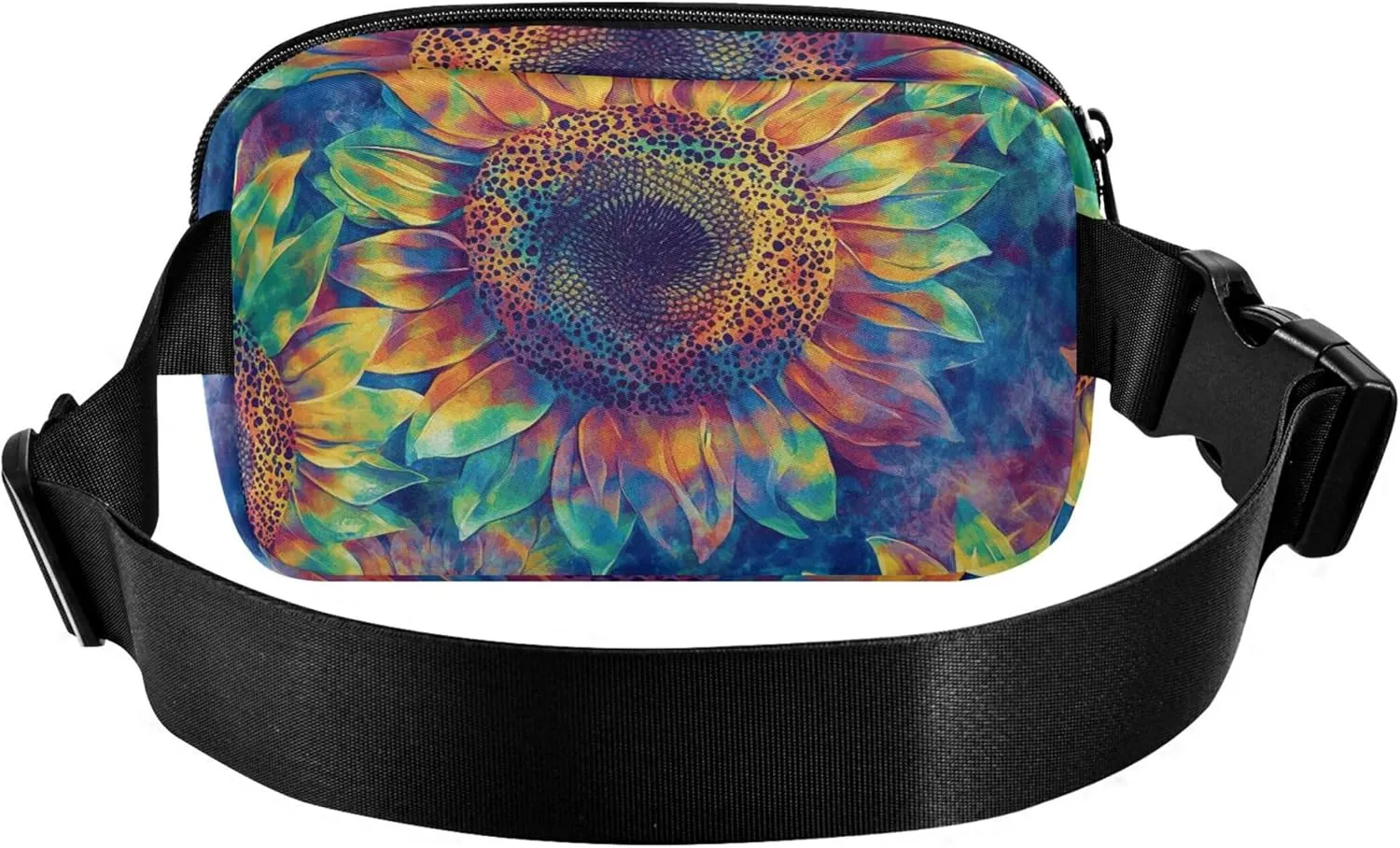 Colorful Sunflower Tie Dye Art Fanny Packs for Women Funny Hip Pack Belt Pouch Waterproof Waist Pouch for Women
