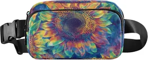 Colorful Sunflower Tie Dye Art Fanny Packs for Women Funny Hip Pack Belt Pouch Waterproof Waist Pouch for Women