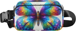 Colorful Tie Dye Butterfly Fanny Pack for Women Funky Hip Pouch Belt Bag Waterproof Cross Body Waist Purse
