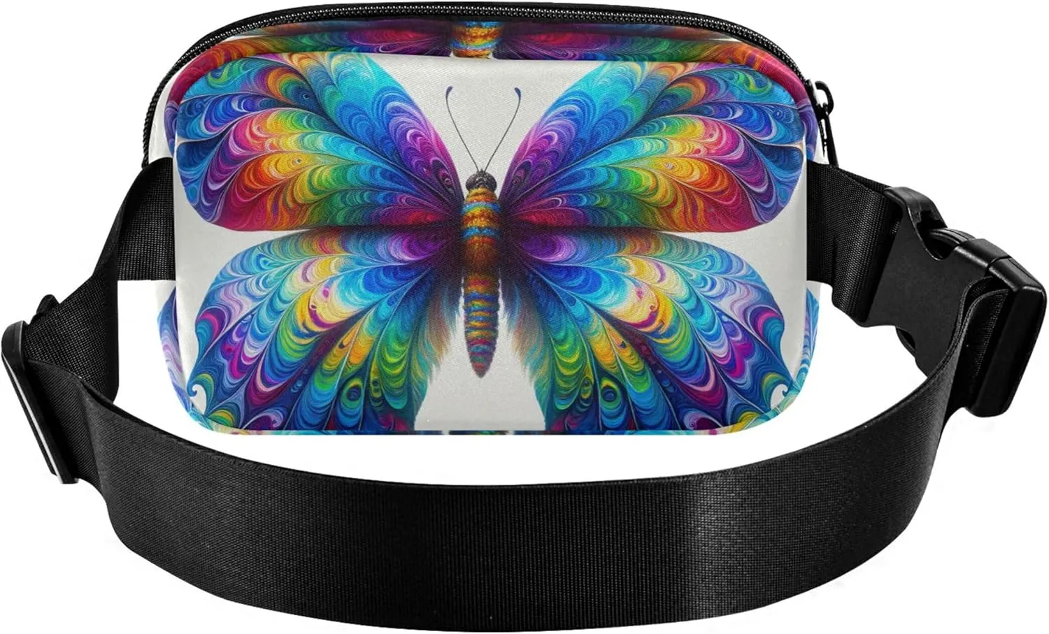 Colorful Tie Dye Butterfly Fanny Pack for Women Funky Hip Pouch Belt Bag Waterproof Cross Body Waist Purse