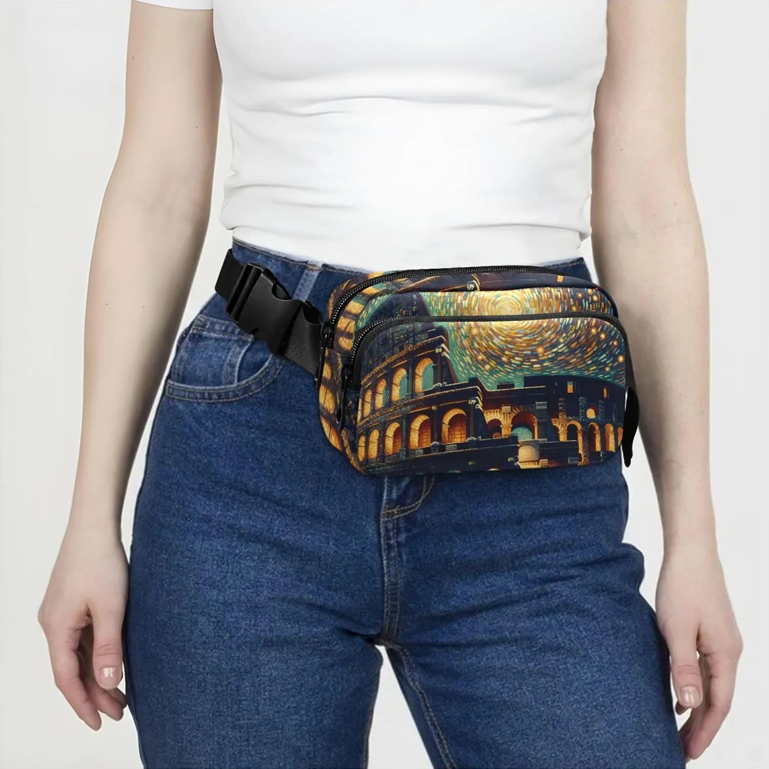 Colosseum Starry Night Roman Fanny Pack for Women Waterproof Everywhere Belt Bag Cute Travel Waist Pack for Men
