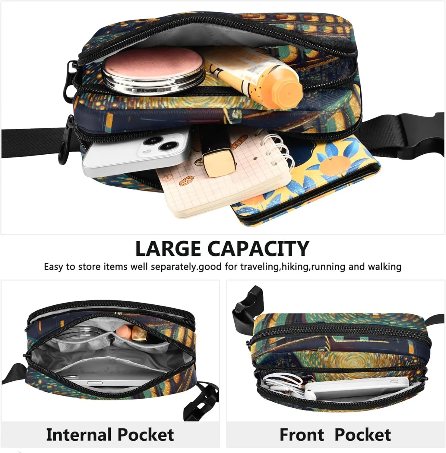 Colosseum Starry Night Roman Fanny Pack for Women Waterproof Everywhere Belt Bag Cute Travel Waist Pack for Men