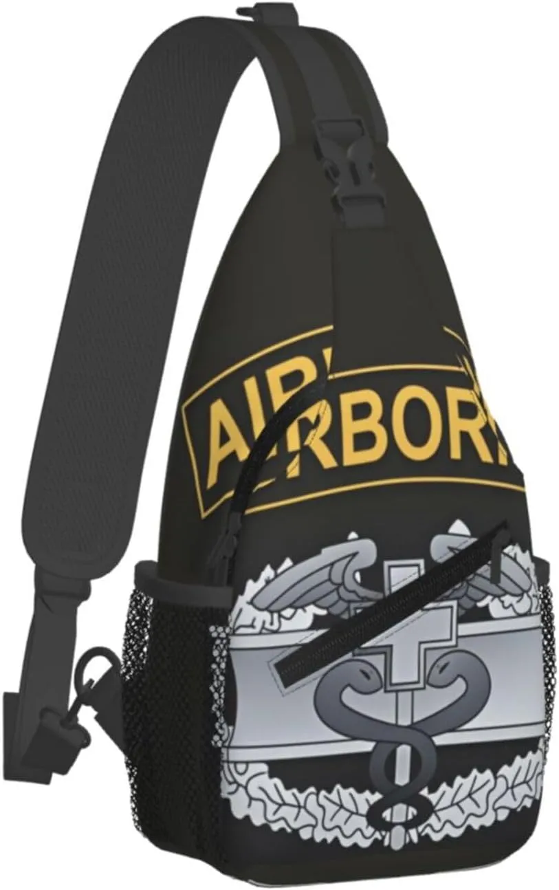 Combat Medic Badge With Airborne Small Crossbody Backpack Sling Bag For Men Women Mini One Shoulder Chest Bags Gym Sport Travel Hiking Daypack