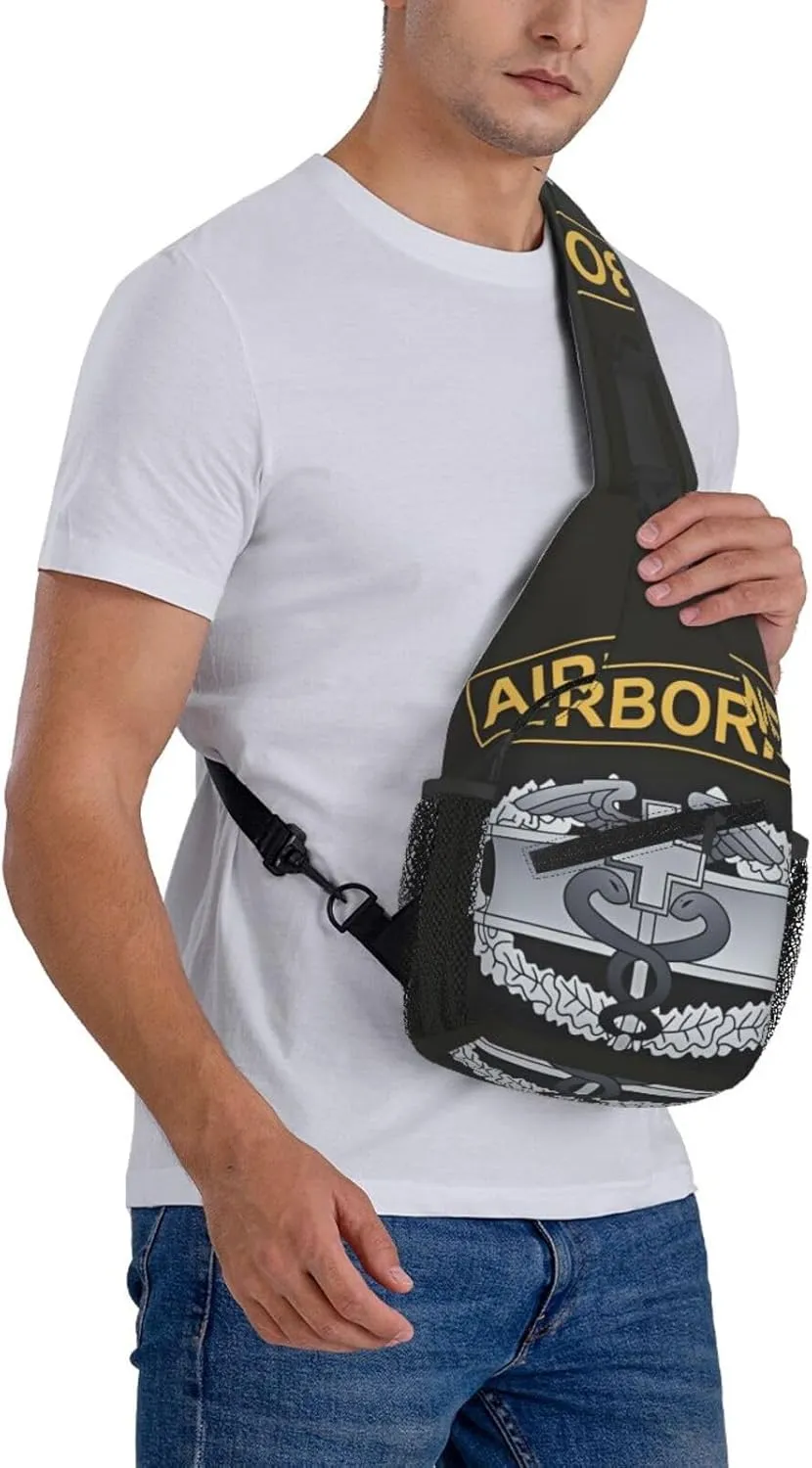 Combat Medic Badge With Airborne Small Crossbody Backpack Sling Bag For Men Women Mini One Shoulder Chest Bags Gym Sport Travel Hiking Daypack