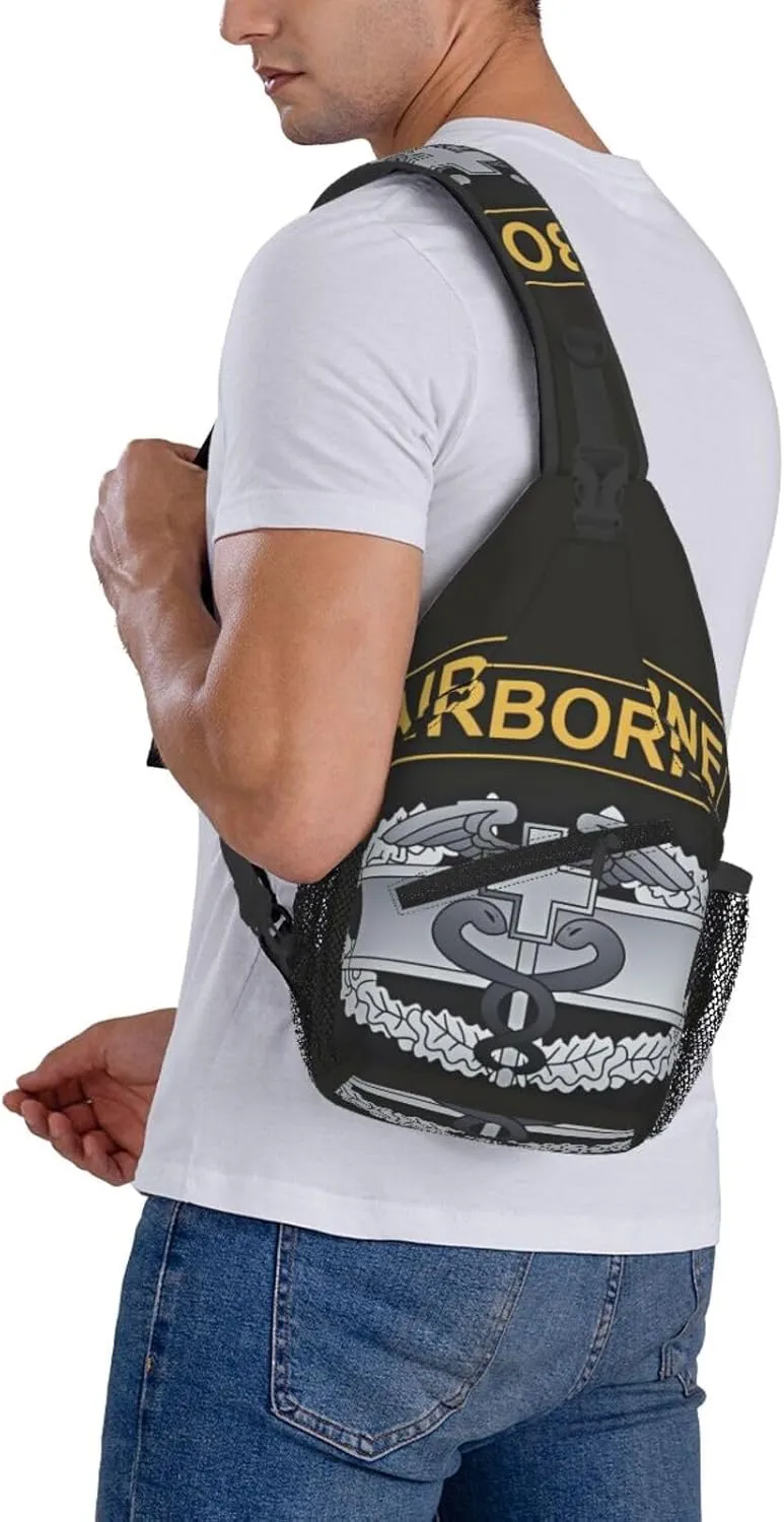 Combat Medic Badge With Airborne Small Crossbody Backpack Sling Bag For Men Women Mini One Shoulder Chest Bags Gym Sport Travel Hiking Daypack