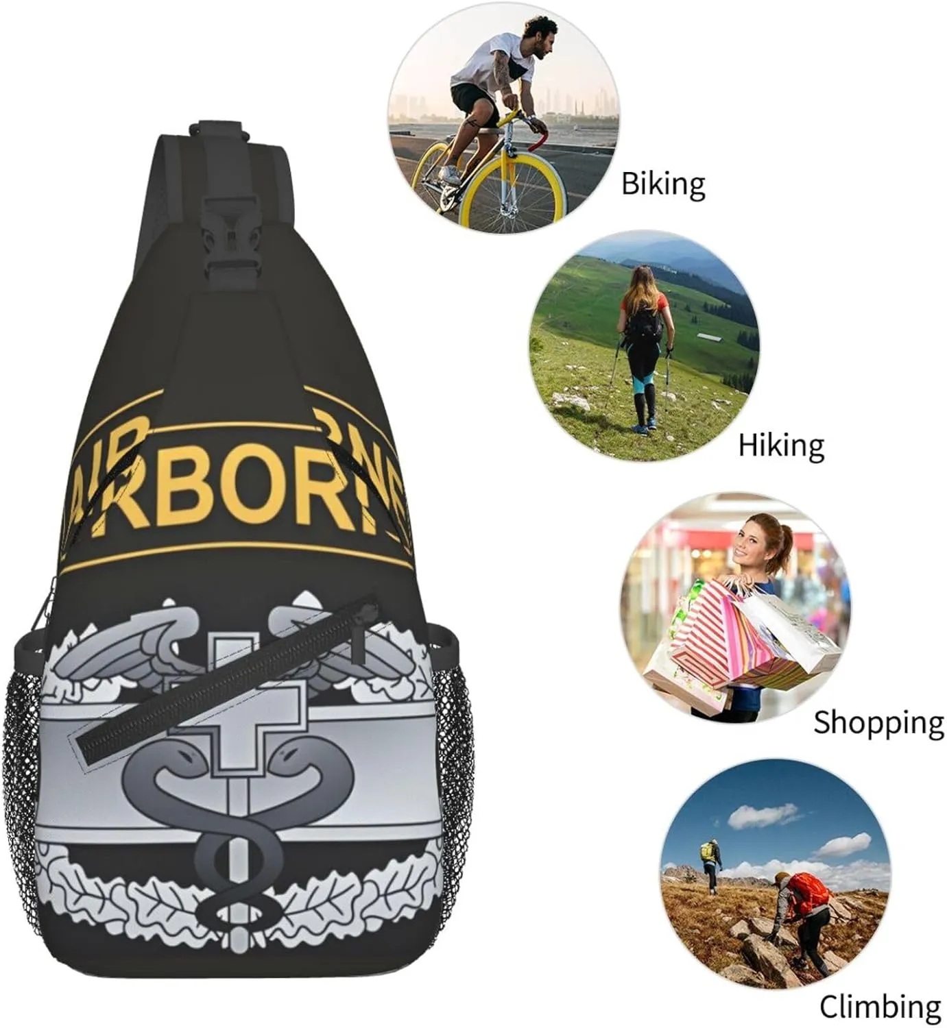 Combat Medic Badge With Airborne Small Crossbody Backpack Sling Bag For Men Women Mini One Shoulder Chest Bags Gym Sport Travel Hiking Daypack