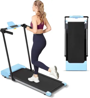 Compact Foldable Electric Treadmill for Home Office, 300lbs Compact Running Treadmill for Small Spaces, Lightweight Folding Treadmills with Handle, Apartment Size Treadmill 2.5HP