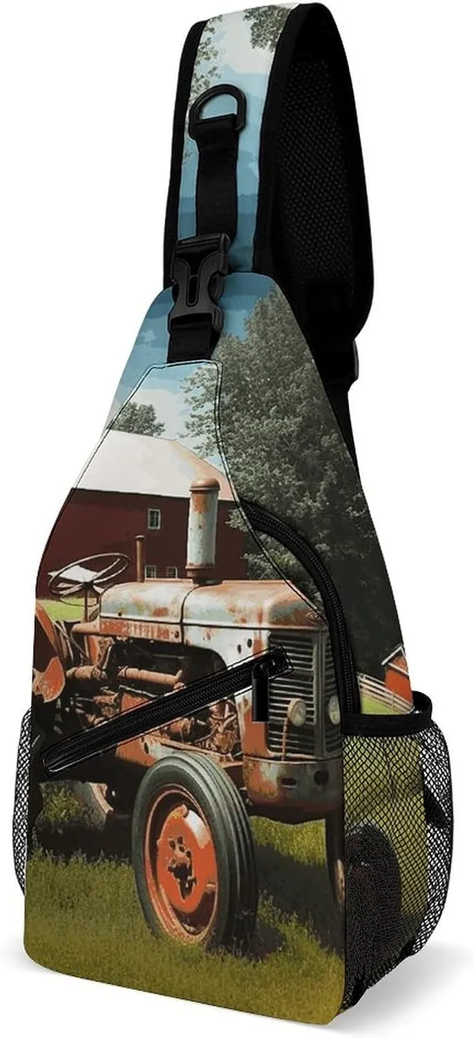 Company Farm Tractor Crossbody Small Sling Backpack Sling Bag for Women Men Travel Hiking Chest Bag Daypack