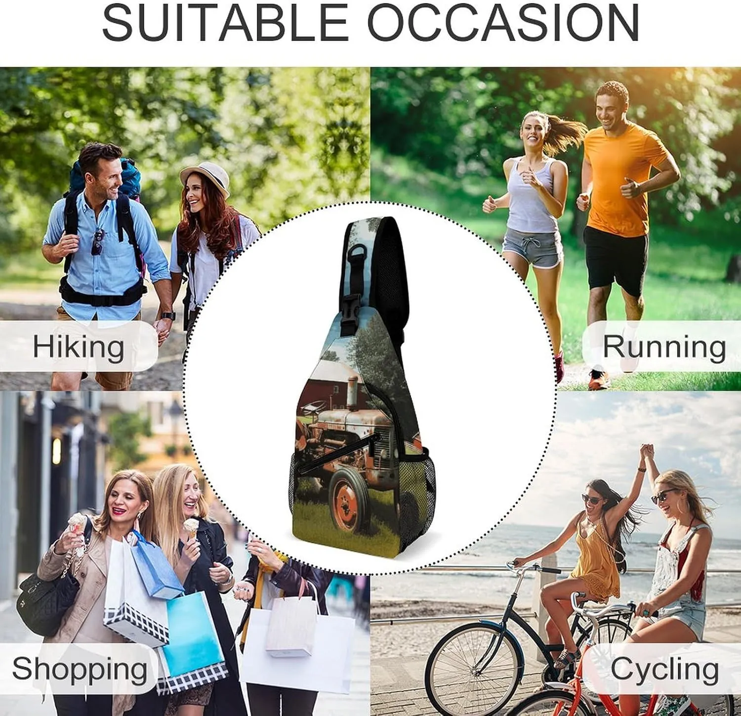 Company Farm Tractor Crossbody Small Sling Backpack Sling Bag for Women Men Travel Hiking Chest Bag Daypack