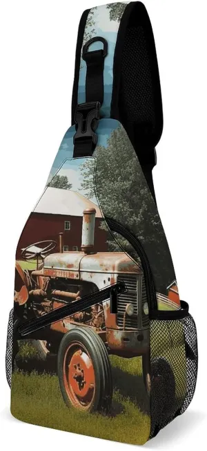 Company Farm Tractor Crossbody Small Sling Backpack Sling Bag for Women Men Travel Hiking Chest Bag Daypack