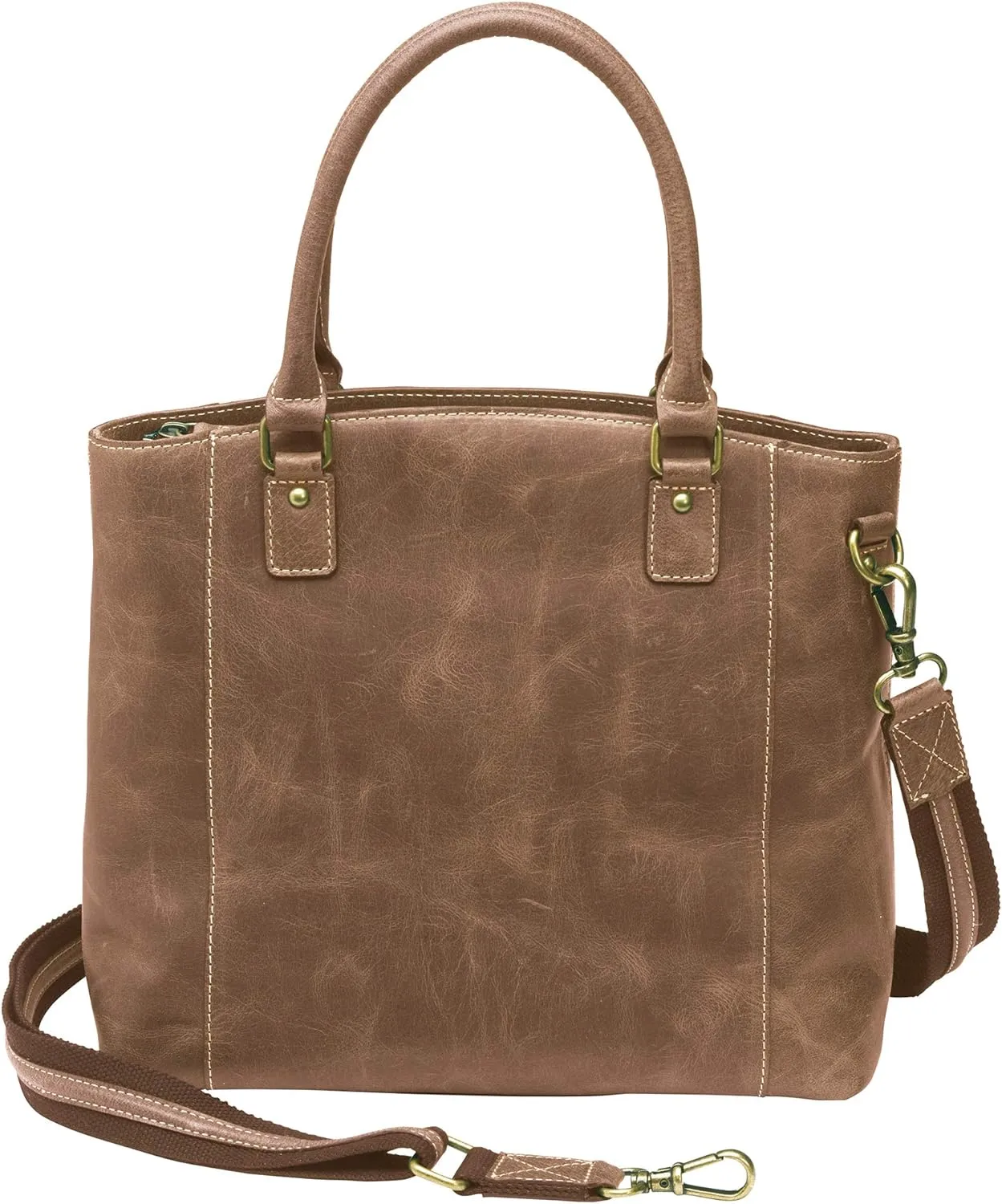 Concealed Carry Purse - Distressed Buffalo Leather Town Tote by Gun Tote'n Mamas (Brown)