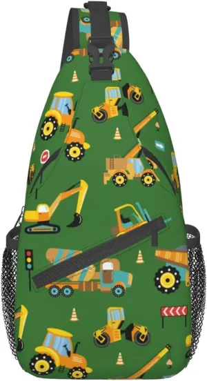 Construction Machinery Chest Sling Bag Crossbody Shoulder Backpack Bag Gym Cycling Travel Hiking Daypack Cross bag