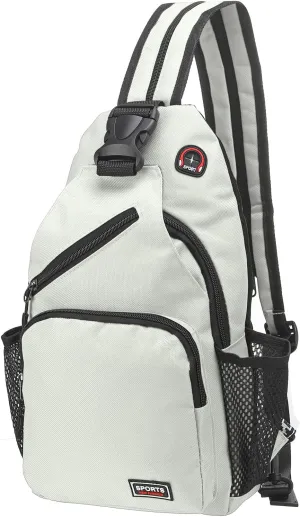 Convertible Sling Bag Crossbody Backpack - 8.5"x15" (LXH) Good for Women Men Hiking Travel Cycling - Multifunctional Shoulder Bag Casual Packs with Headphone Jack - White