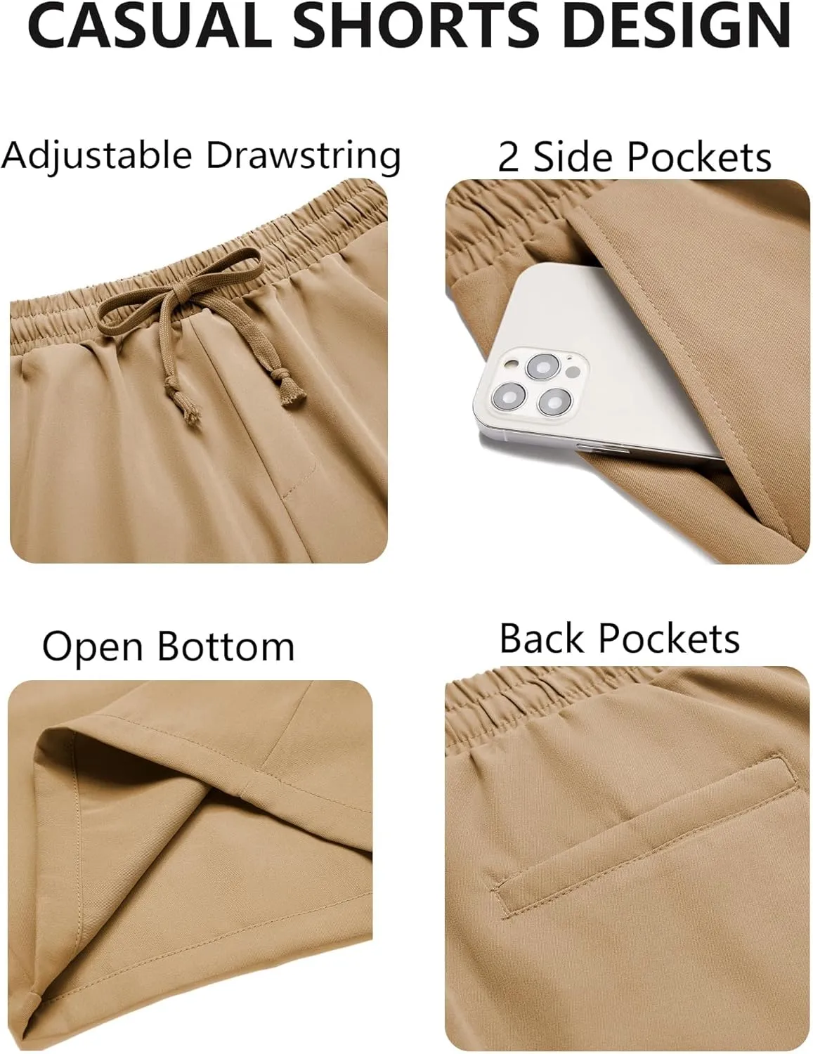 COOFANDY Men's Casual Drawstring Shorts Lightweight Elastic Waist Walking Shorts with Pockets