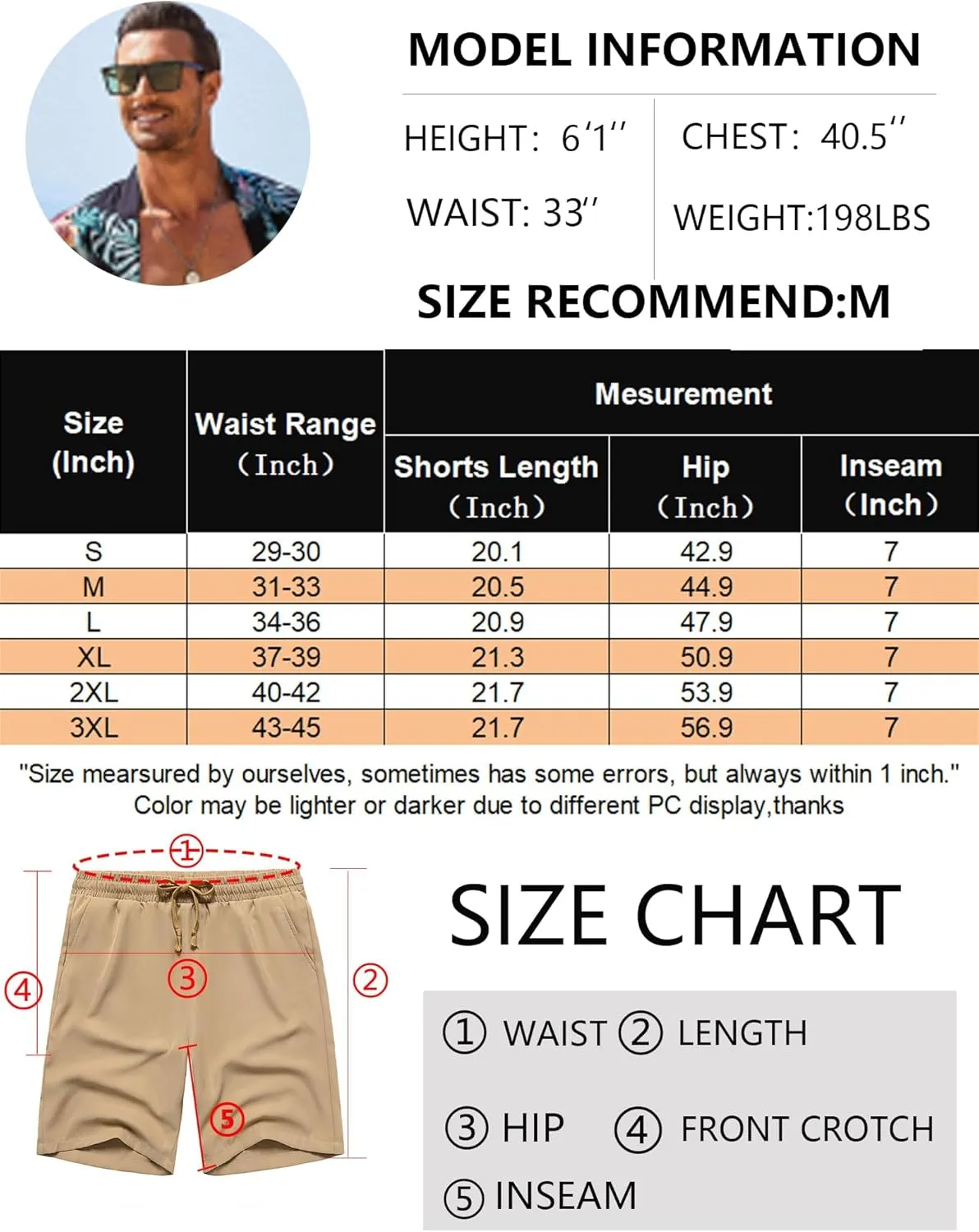 COOFANDY Men's Casual Drawstring Shorts Lightweight Elastic Waist Walking Shorts with Pockets