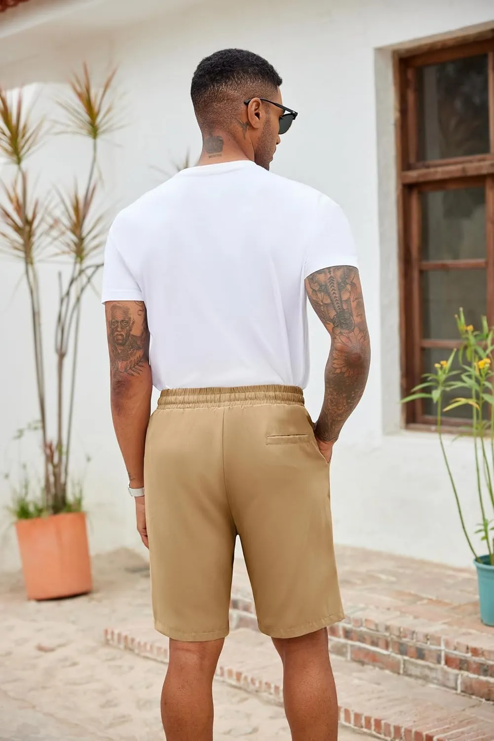 COOFANDY Men's Casual Drawstring Shorts Lightweight Elastic Waist Walking Shorts with Pockets