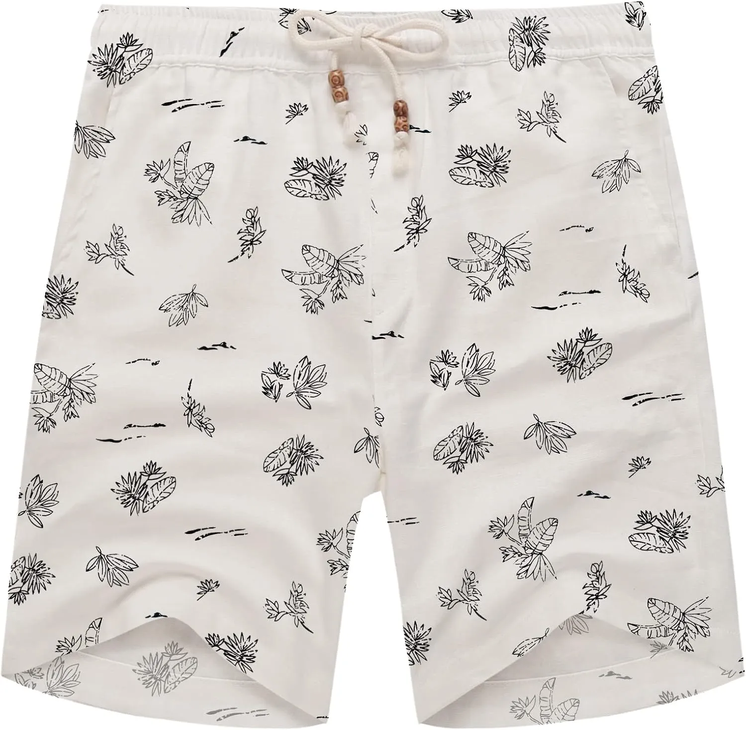 COOFANDY Men's Linen Shorts Casual Elastic Waist Drawstring Summer Beach Shorts