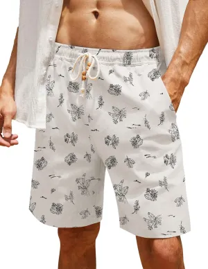 COOFANDY Men's Linen Shorts Casual Elastic Waist Drawstring Summer Beach Shorts