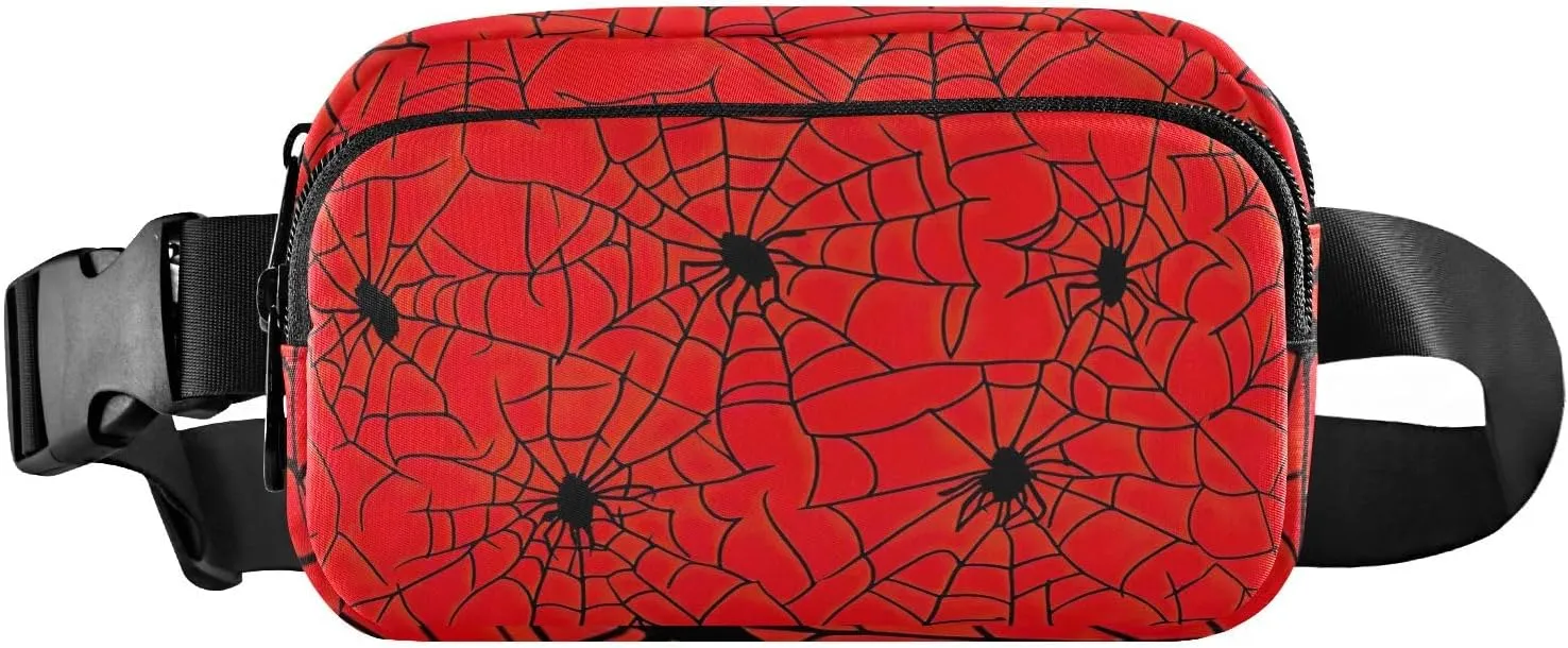 Cool Black Spiders Red Belt Bag Fashion Waist Pack Crossbody Bags Belt Bag Mens Travel Fanny Pack