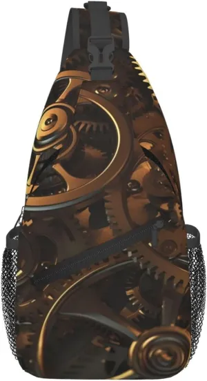Cool Steampunk Gears Crossbody Bags for Men Women Fashion Sling Backpack Casual Chest Bag Travel Hiking Daypack