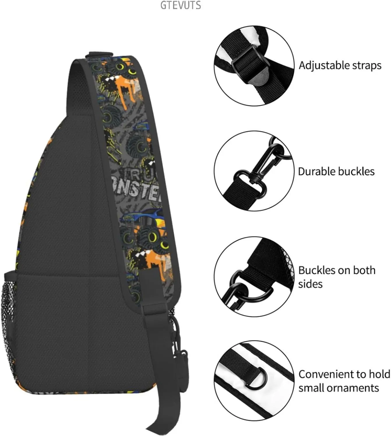 Cool Trucks Sling Backpack Chest Bag Crossbody Shoulder Bag Gym Cycling Travel Hiking Daypack For Men Women