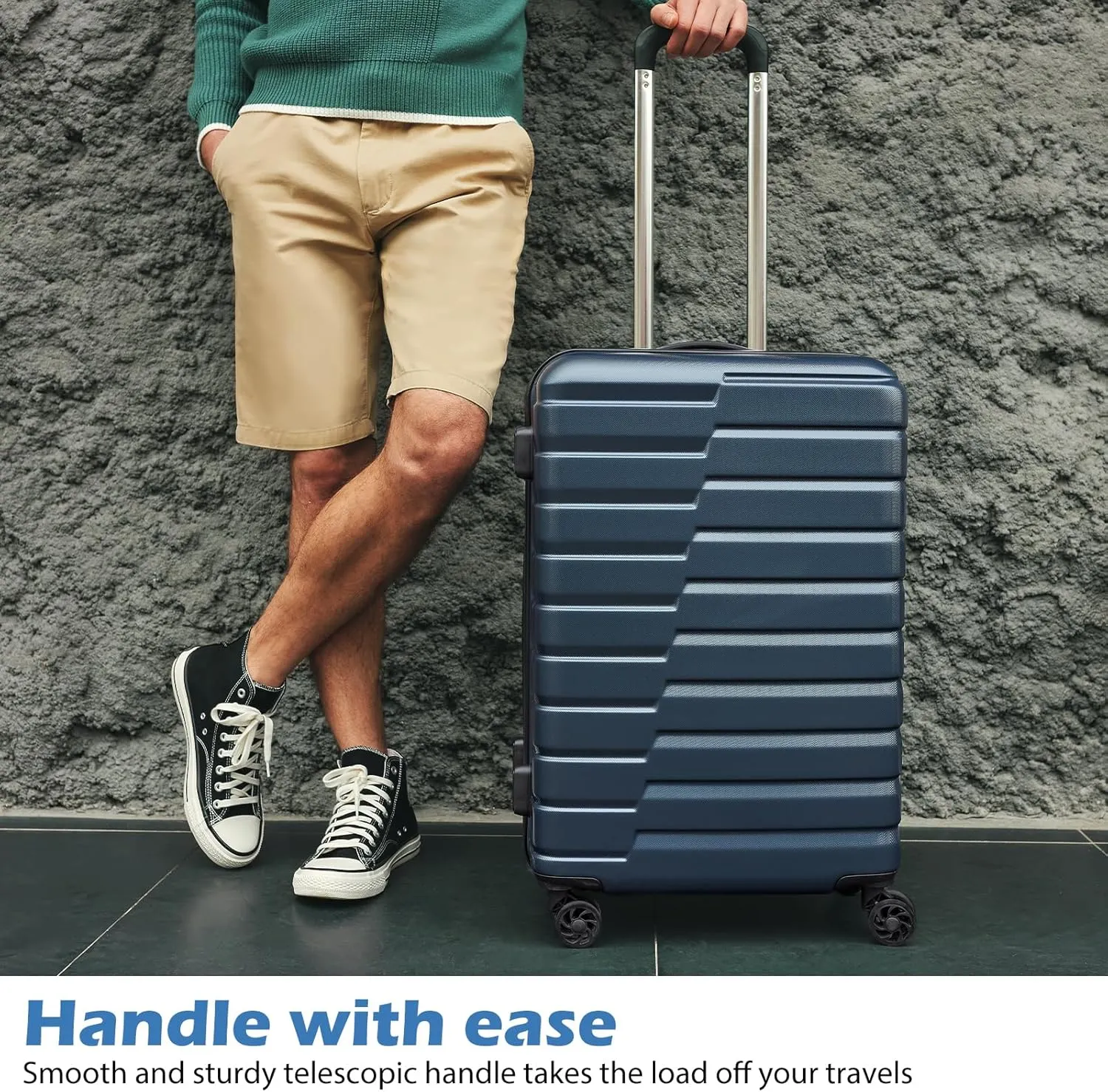 COOLIFE Expandable Suitcase PC ABS TSA Luggage 3 Piece Set Lock Spinner Carry on (sliver)