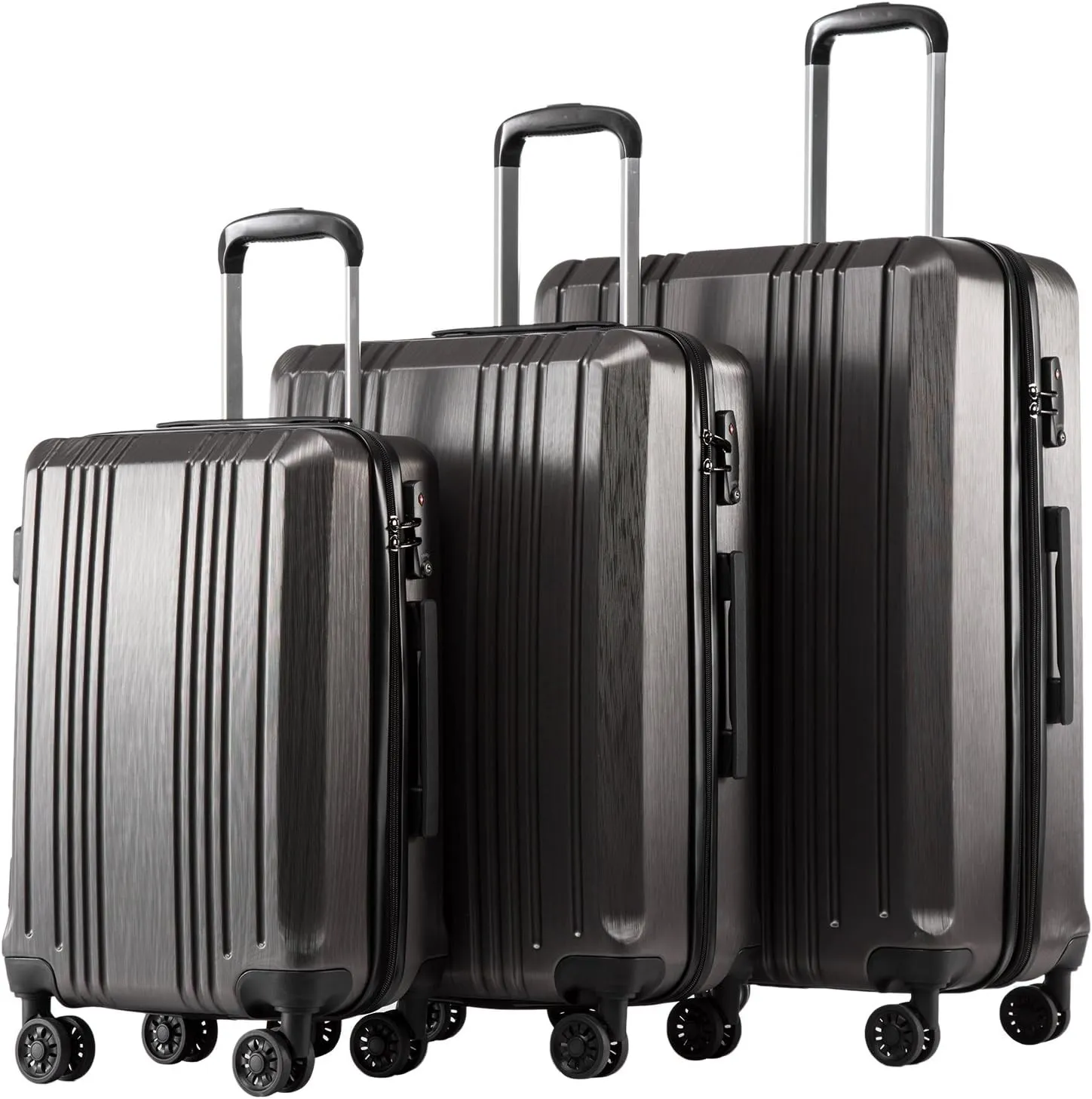 Coolife Luggage Expandable Suitcase PC ABS 3 Piece Set with TSA Lock Spinner 20in24in28in