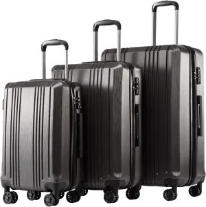 Coolife Luggage Expandable Suitcase PC ABS 3 Piece Set with TSA Lock Spinner 20in24in28in