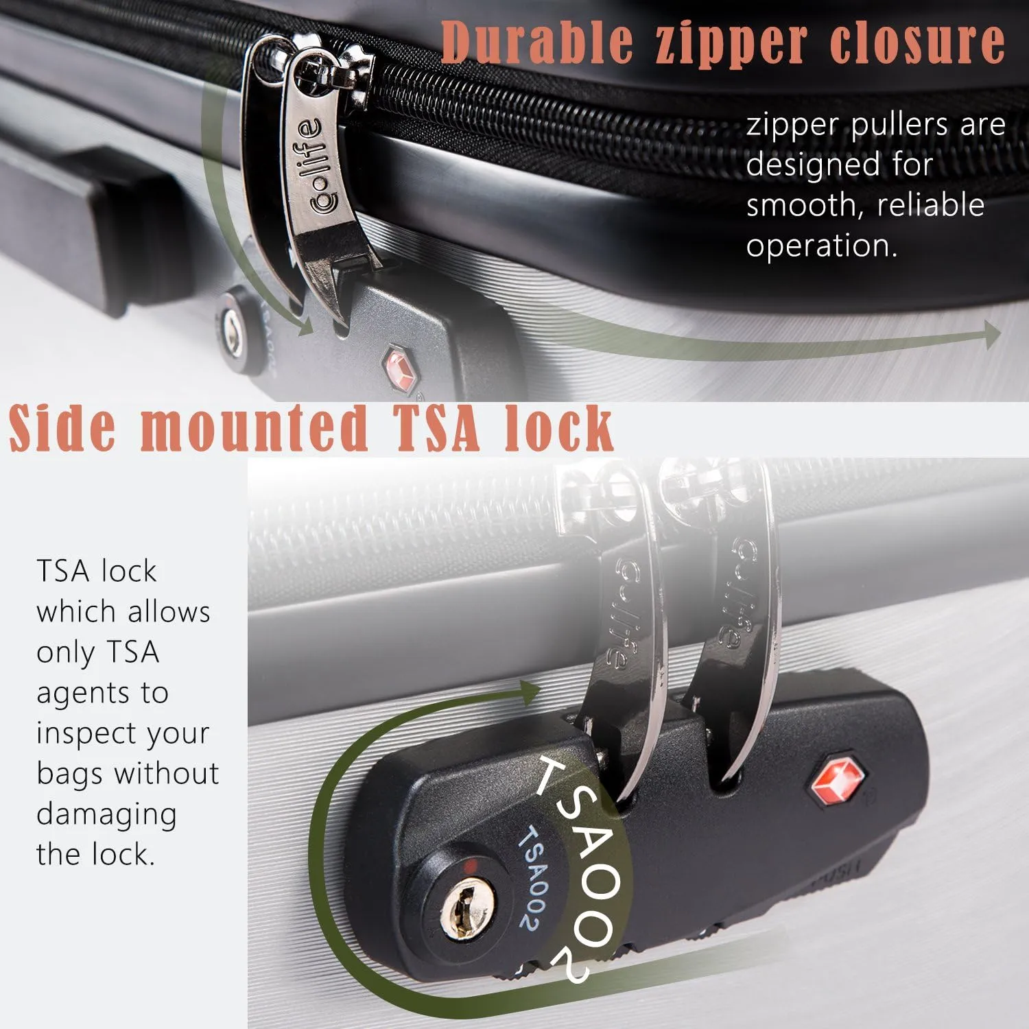 Coolife Luggage Expandable Suitcase PC ABS 3 Piece Set with TSA Lock Spinner 20in24in28in