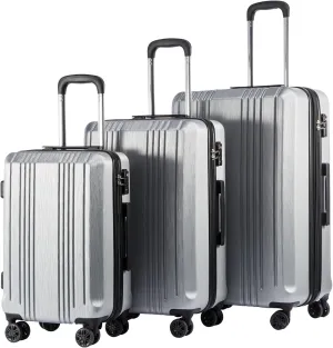 Coolife Luggage Expandable Suitcase PC ABS 3 Piece Set with TSA Lock Spinner 20in24in28in