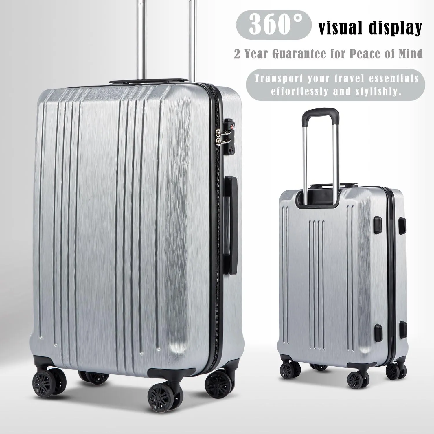Coolife Luggage Expandable Suitcase PC ABS 3 Piece Set with TSA Lock Spinner 20in24in28in