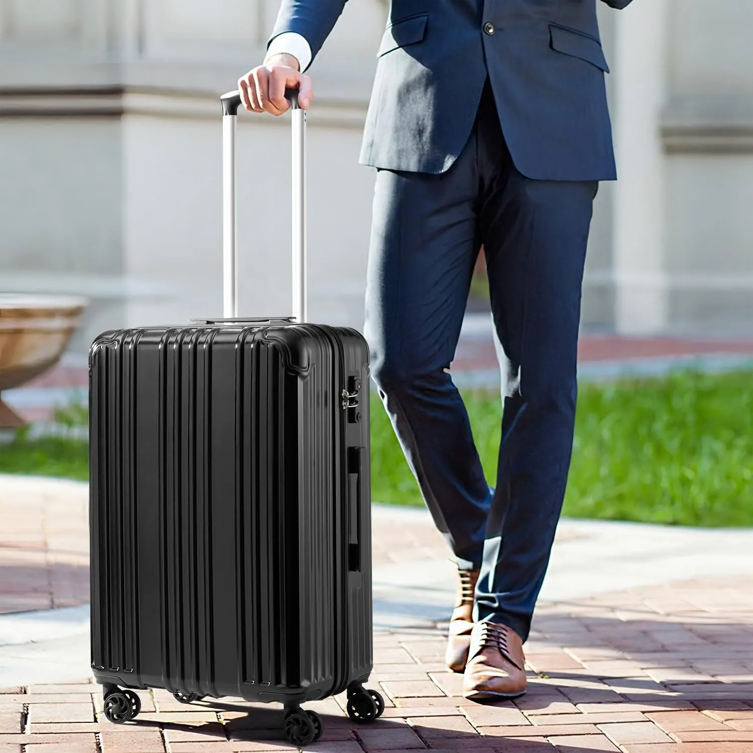 COOLIFE Luggage Expandable Suitcase PC ABS 3 Piece Set with TSA Lock Spinner Carry on 20in24in28in (Sliver, 3 piece set)