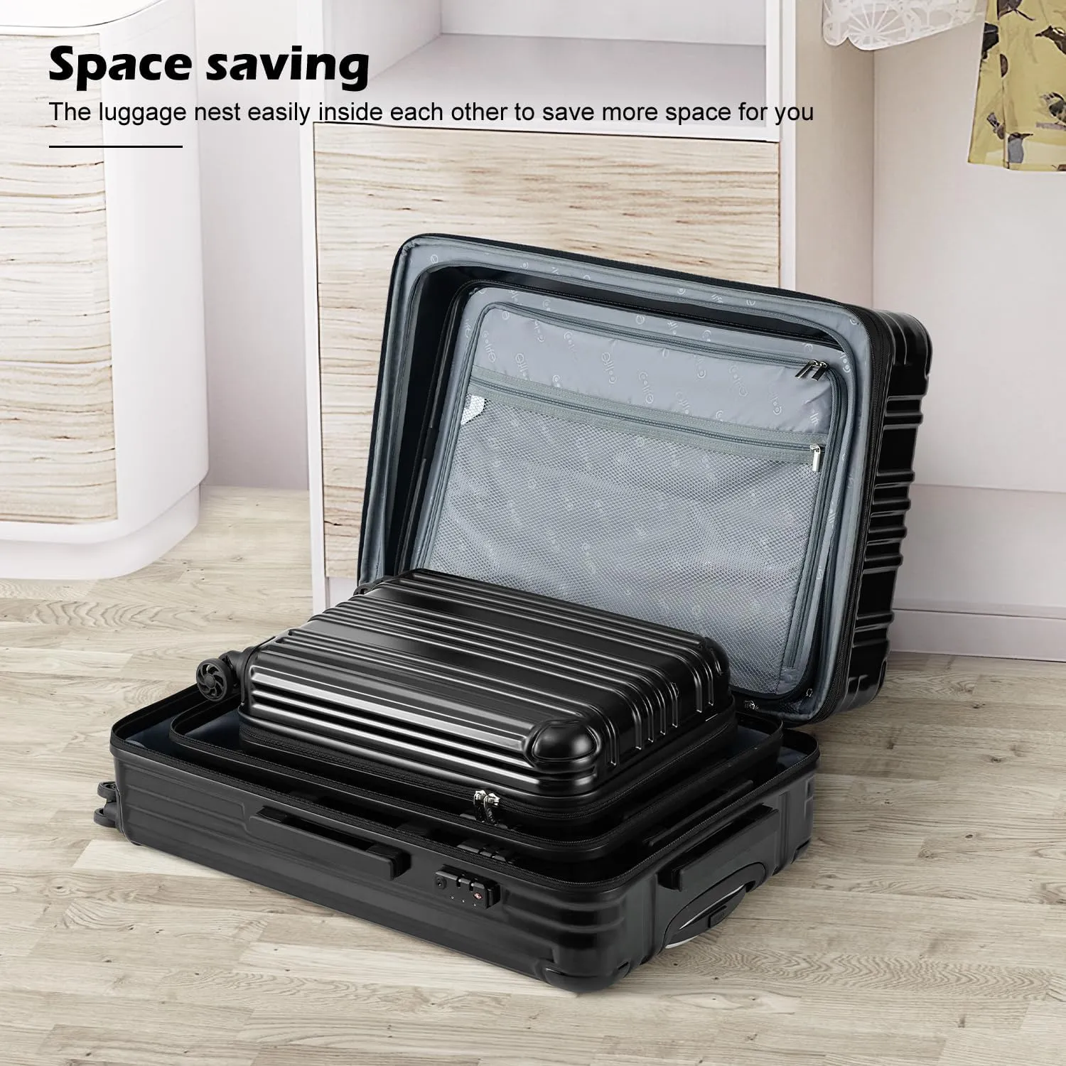 COOLIFE Luggage Expandable Suitcase PC ABS 3 Piece Set with TSA Lock Spinner Carry on 20in24in28in (Sliver, 3 piece set)