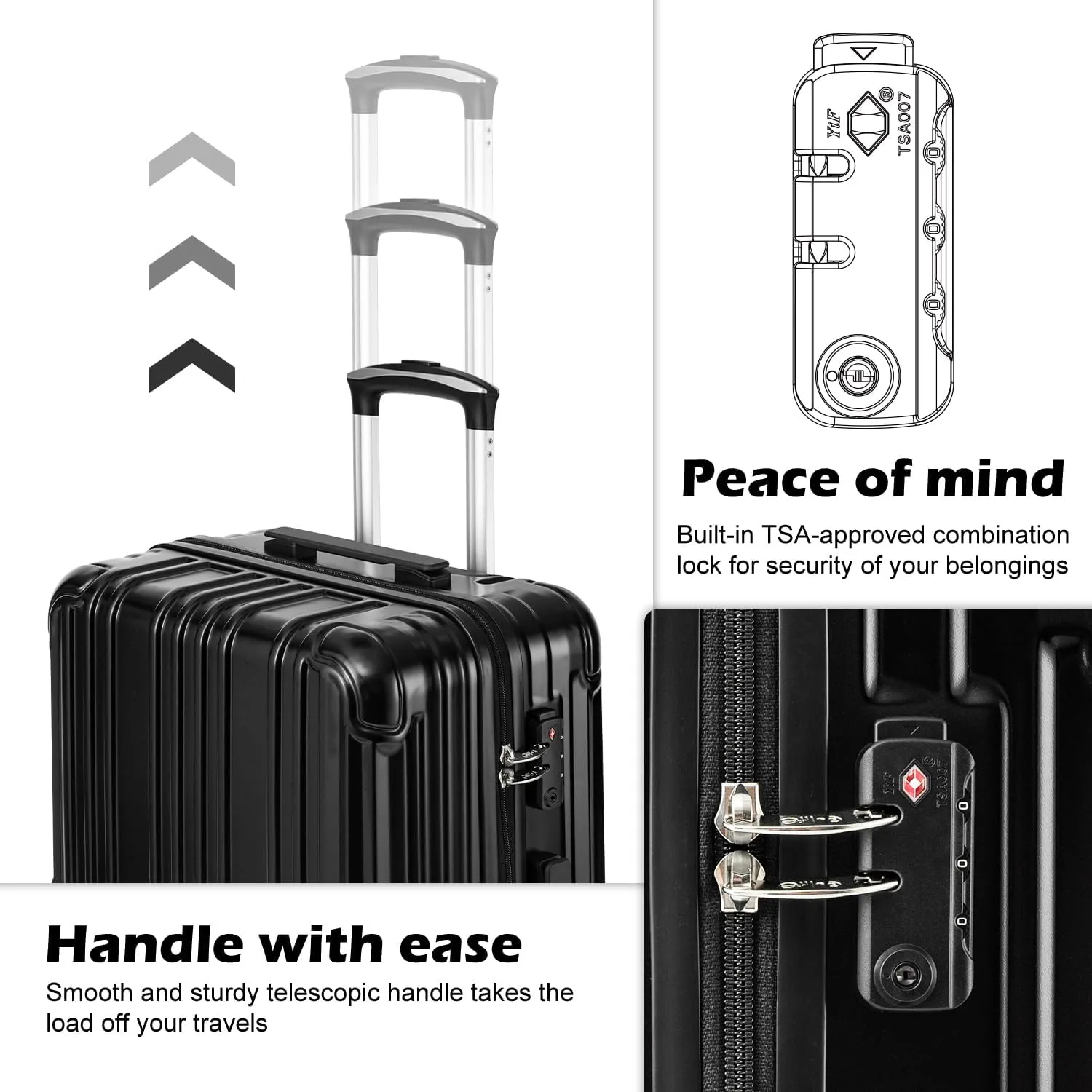 COOLIFE Luggage Expandable Suitcase PC ABS 3 Piece Set with TSA Lock Spinner Carry on 20in24in28in (Sliver, 3 piece set)