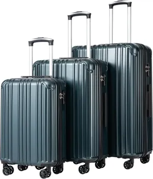 COOLIFE Luggage Expandable Suitcase PC ABS 3 Piece Set with TSA Lock Spinner Carry on 20in24in28in (Teal, 3 piece set)