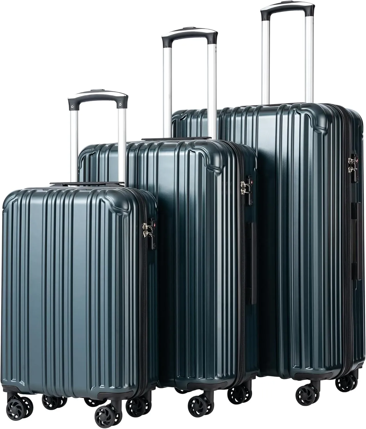 COOLIFE Luggage Expandable Suitcase PC ABS 3 Piece Set with TSA Lock Spinner Carry on 20in24in28in (Teal, 3 piece set)