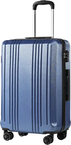 Coolife Luggage Suitcase PC ABS with TSA Lock Spinner Carry on Hardshell Lightweight 20in 24in 28in(ice blue, S(20in_carry on))